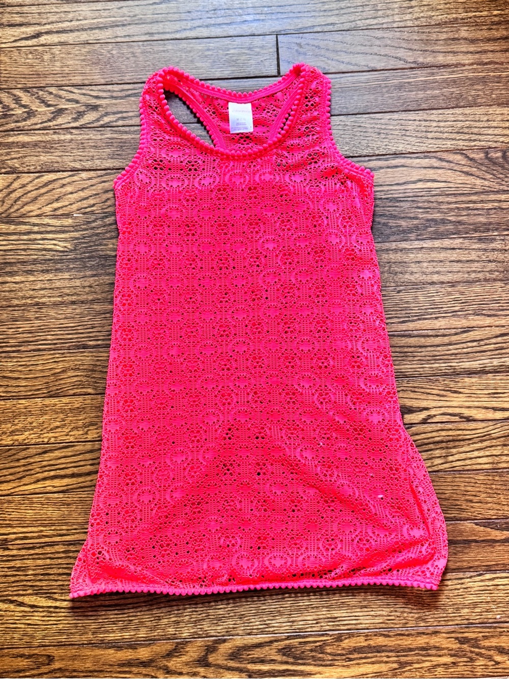 Xhilaration Hot Pink Mesh/Lace Racerback Swim Cover Up